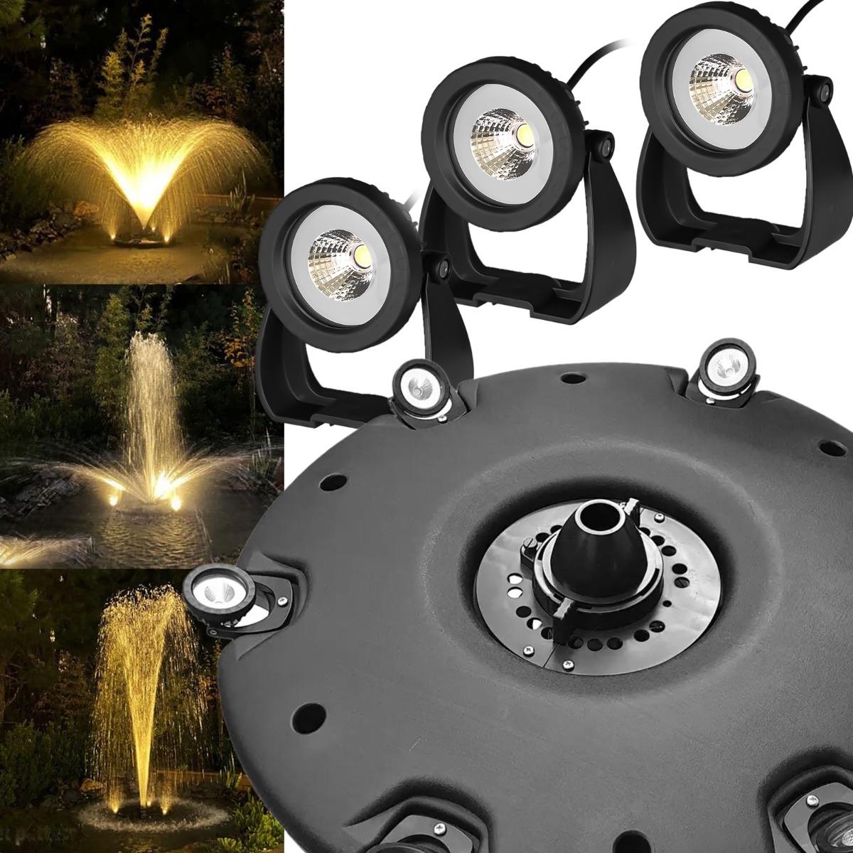 Floating fountain 3 LED classic lights set